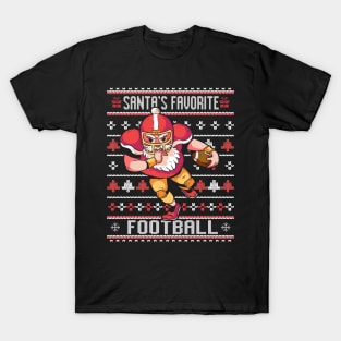 Funny Santa's Favorite Football Christmas Holiday Ugly Sweater T-Shirt